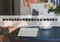 邹传伟区块链公司是哪里的企业[邹传伟简介]